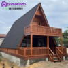 Rumah Segitiga Kayu Jati Mewah dan Estetik