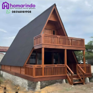 Rumah Segitiga Kayu Jati Mewah dan Estetik