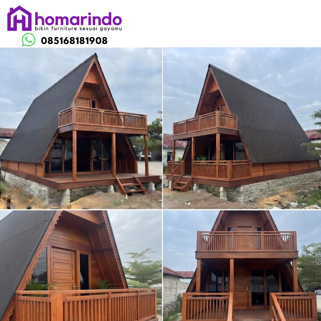Rumah Segitiga Kayu Jati Mewah dan Estetik Rumah Segitiga Kayu Jati Mewah dan Estetik