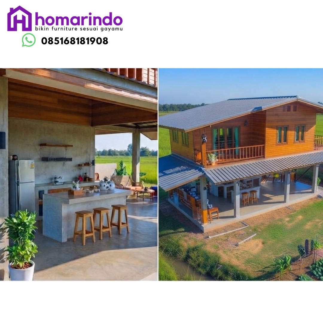 Rumah Panggung Kayu Jati Modern Dua Lantai Rumah Panggung Kayu Jati Modern Dua Lantai