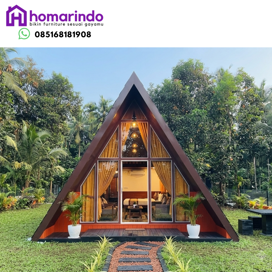 Rumah Segitiga Kayu Jati Minimalis