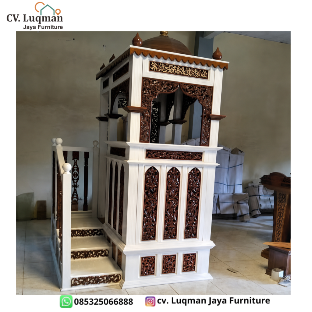7 Filosofi Mimbar Masjid dalam Tradisi Islam dan Arsitektur Nusantara 2 Mimbar Masjid Ukir Minimalis Premium Homarindo