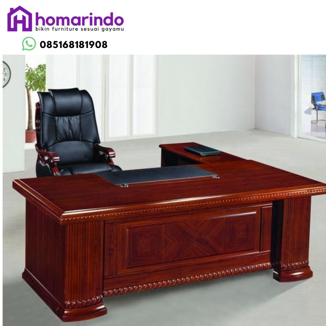Meja Kantor L-Shape Kayu Jati TPK