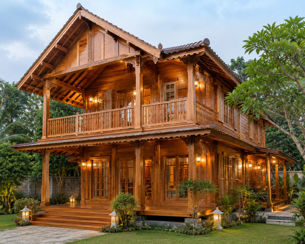 5 Jenis Finishing Terbaik untuk Rumah Kayu Jati agar Tampil Mewah 1 1. Finishing Natural Clear
