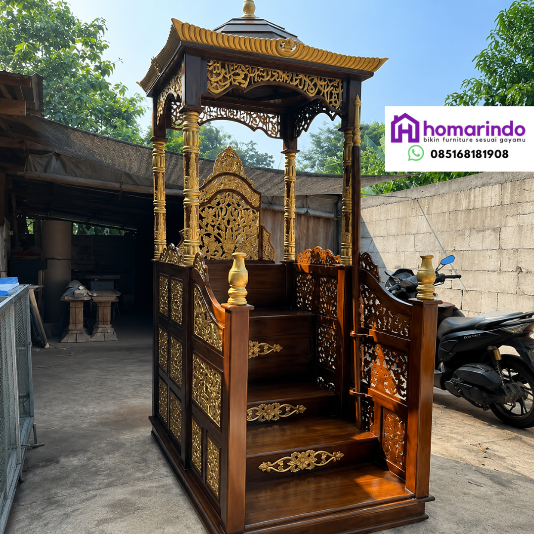 Mimbar Masjid Kayu Ukir