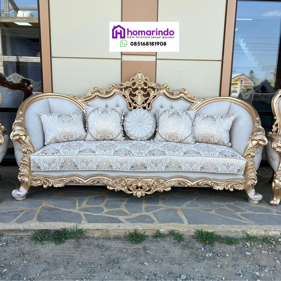 Sofa Tamu Mewah Ukir Klasik Gold 