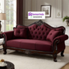 Sofa Tamu Mewah Ukir Kayu Jati Burgundy
