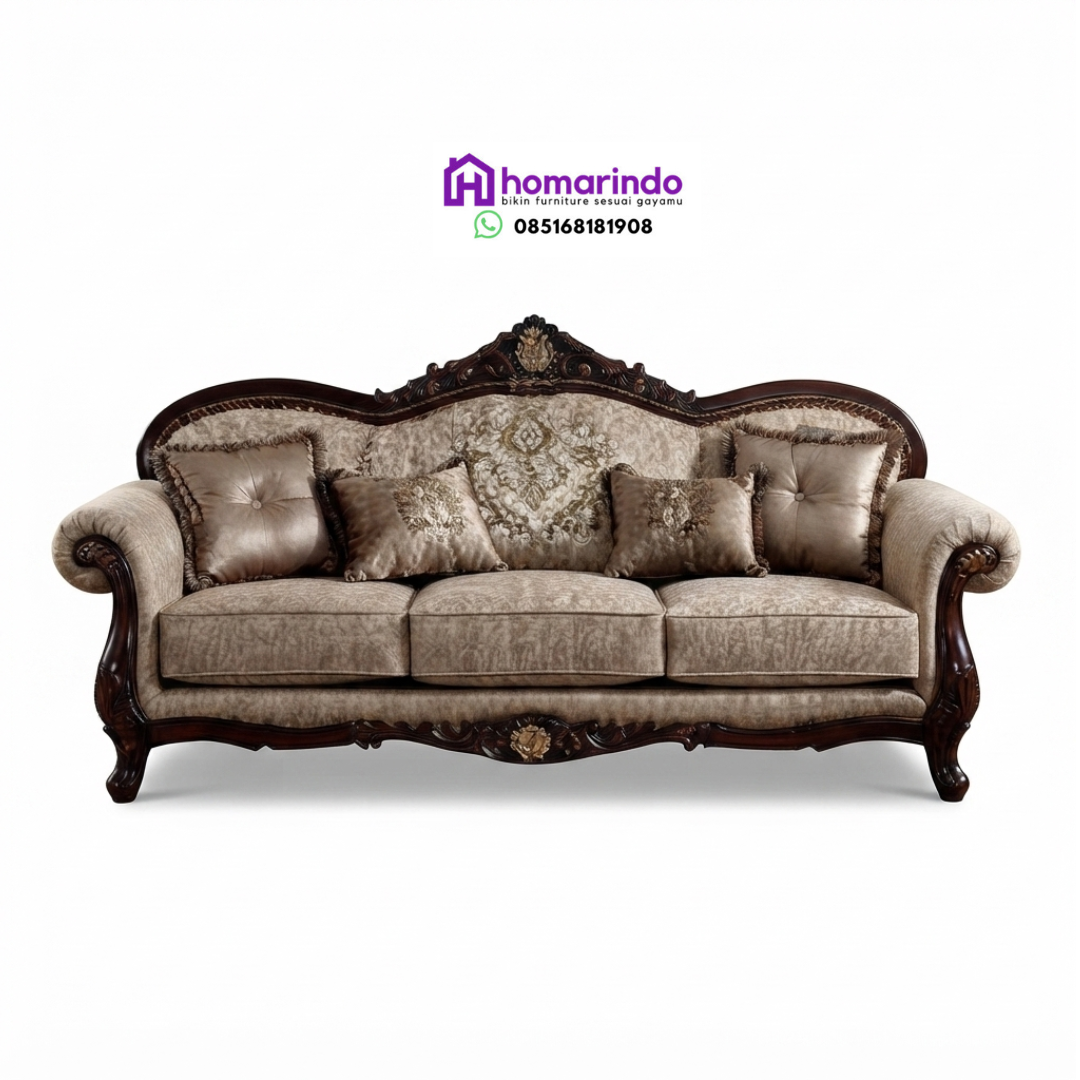 Sofa Tamu Kayu Jati Ukir Klasik 3 Dudukan Sofa Tamu Kayu Jati Ukir Klasik 3 Dudukan