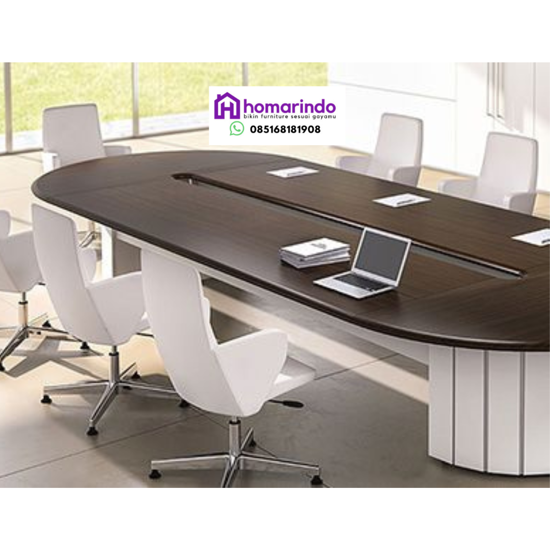Meja Meeting Oval Modern Kayu Warna Mahogany Meja Meeting Oval Modern Kayu Warna Mahogany