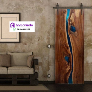 Pintu Geser Resin Epoksi Kayu Solid Homarindo