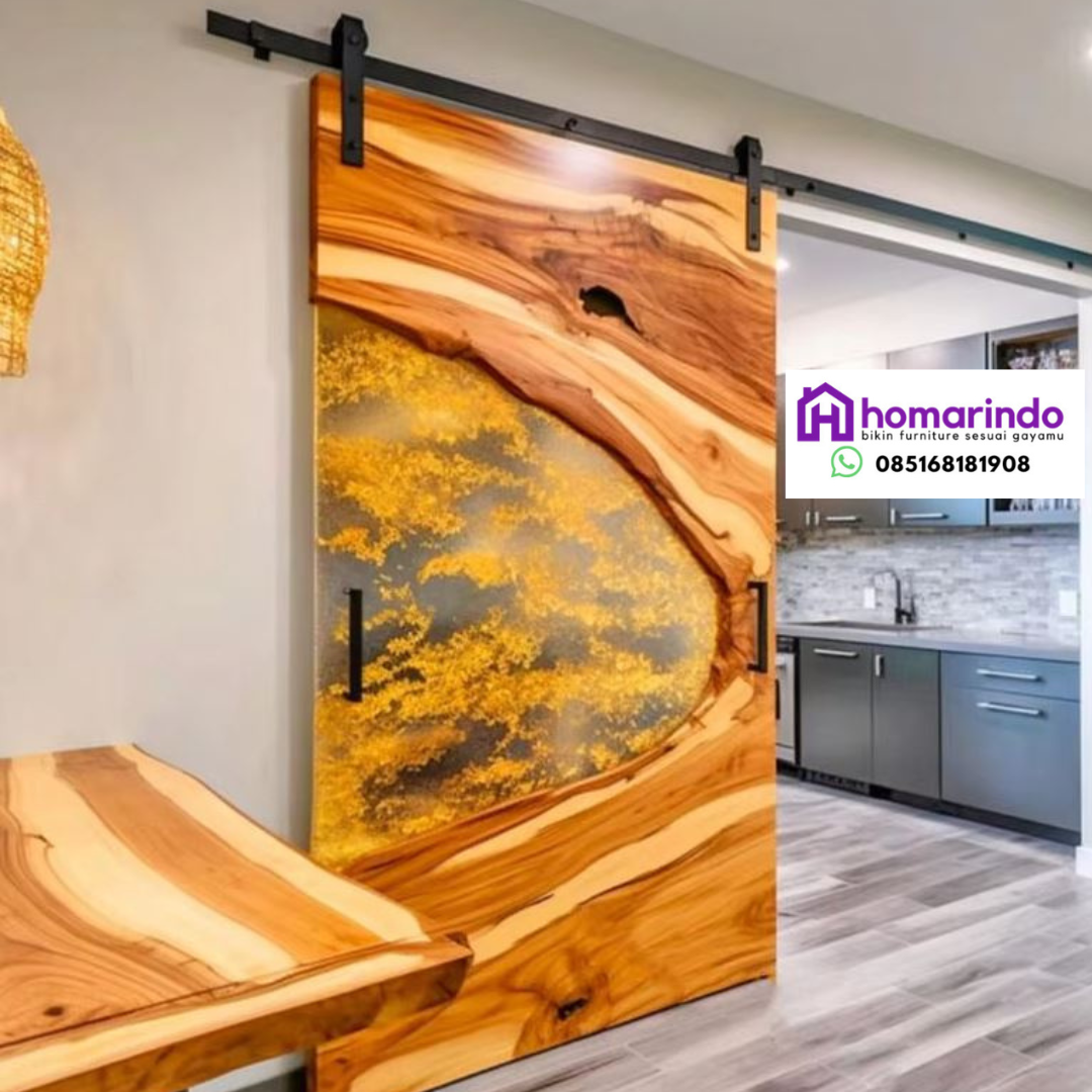 Pintu Resin Kayu Jati Kombinasi Mewah Homarindo