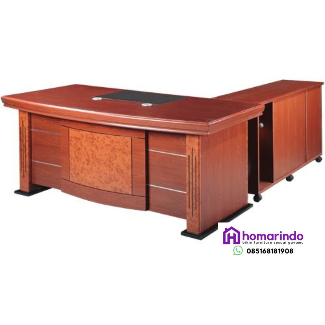 Meja Kantor L-Shape Kayu Jati Karya Jepara