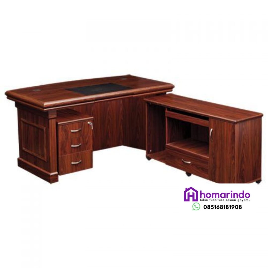 Meja Kantor L-Shape Kayu Jati TPK Karya Jepara 2 Meja Kantor L-Shape Kayu Jati Perhutani