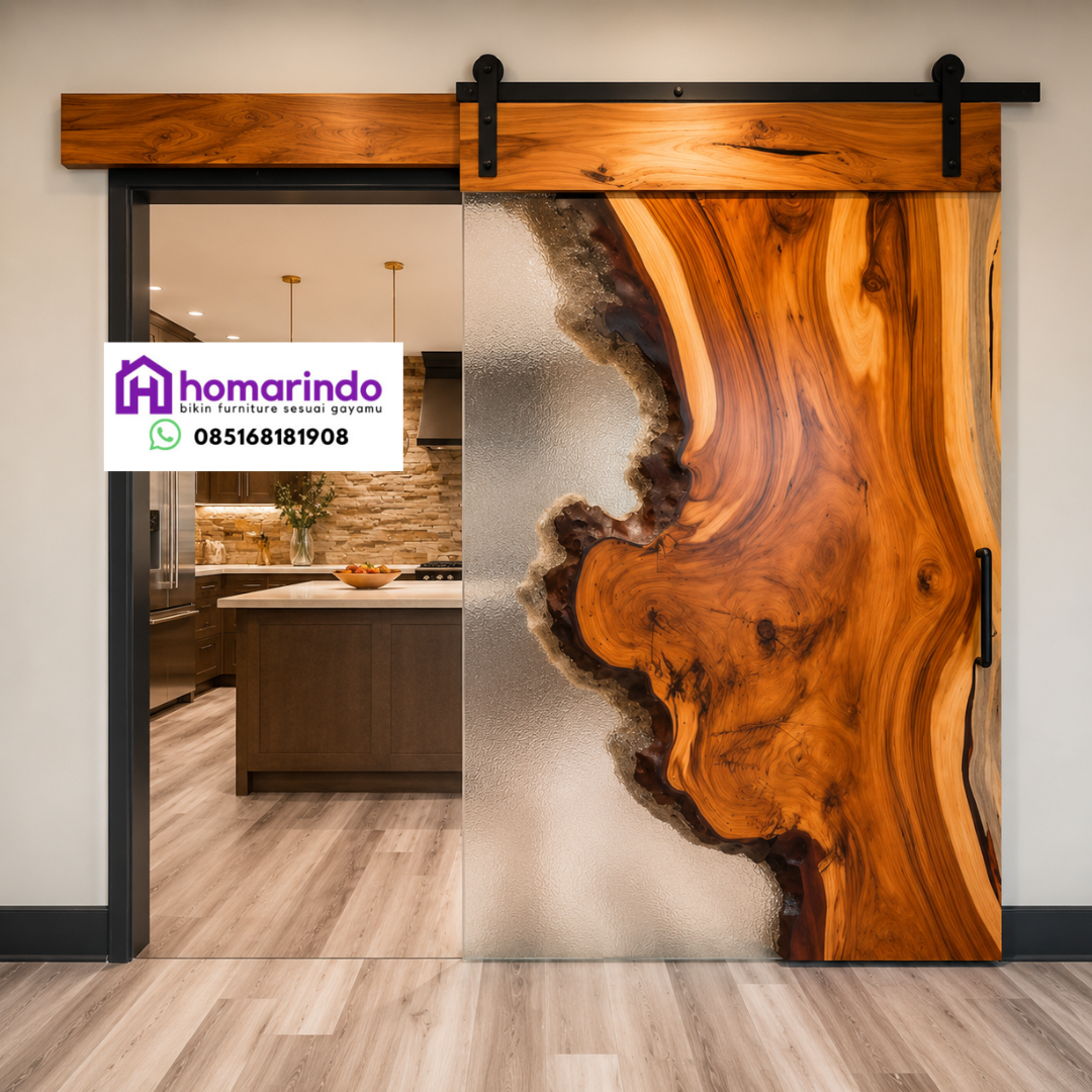 Pintu Resin Kayu Jati Kombinasi Kaca Estetik Mewah Pintu Resin Kayu Jati Kombinasi Kaca Estetik Mewah