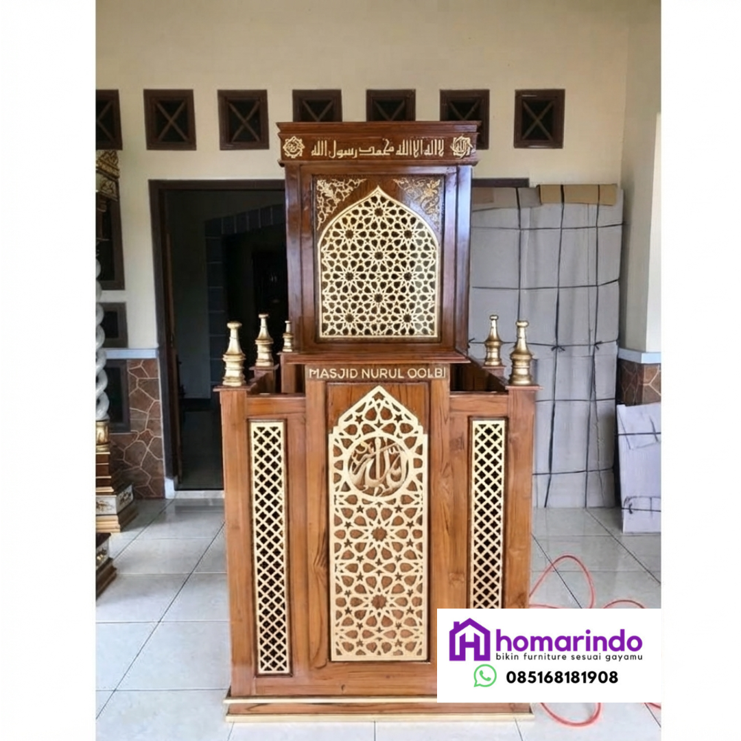 Podium Mimbar Masjid Kayu Jati