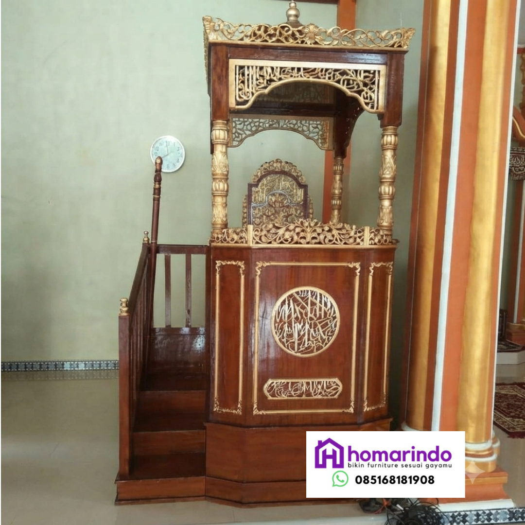 Mimbar Masjid Ukiran Jati Mewah