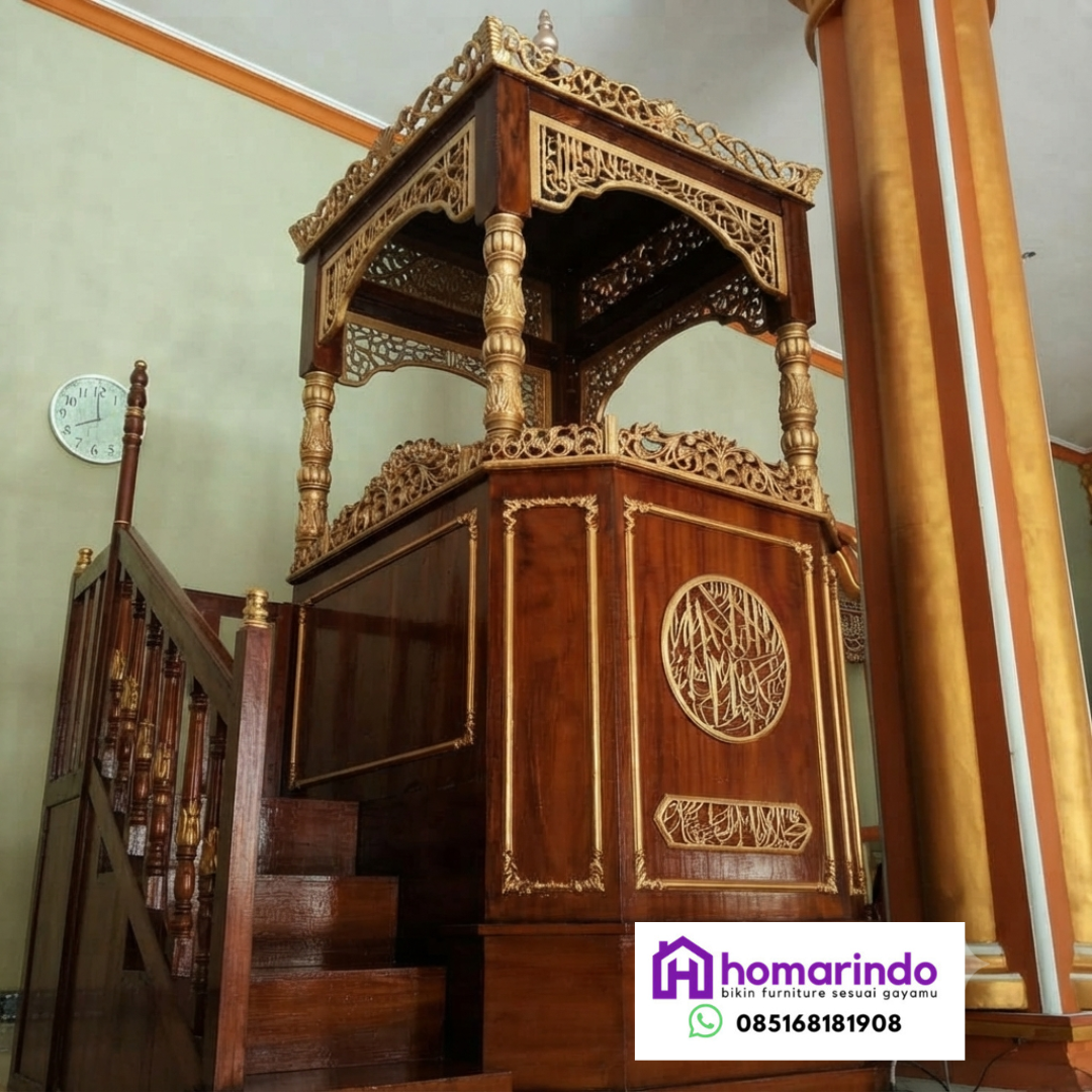 Mimbar Masjid Ukiran Jati Mewah Mimbar Masjid Ukiran Jati Mewah