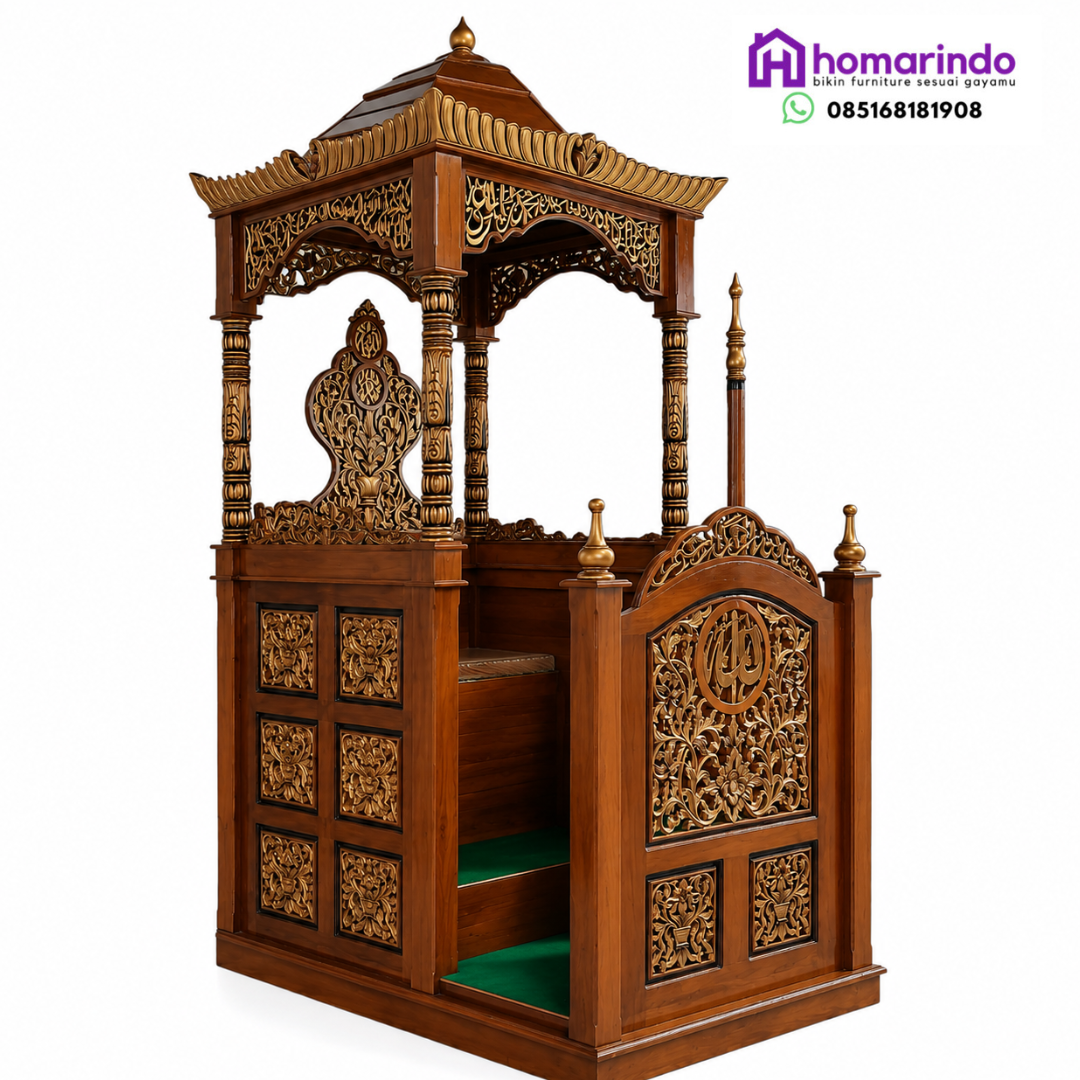 Mimbar Masjid Kubah Ukir Kayu Jati Mewah Mimbar Masjid Kubah Ukir Kayu Jati Mewah
