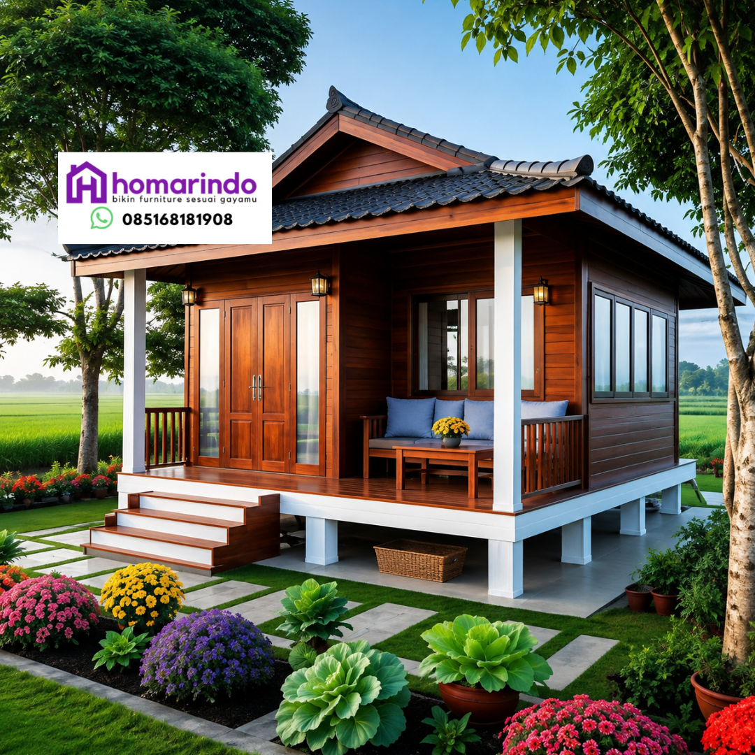 Rumah Glamping Kayu Jati Modern