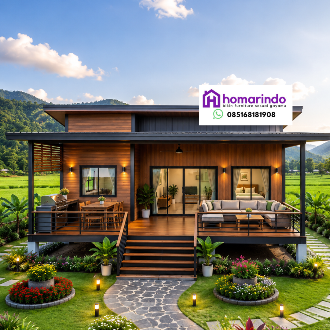 Rumah Panggung Kayu Jati Modern