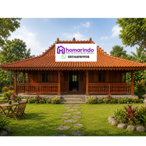 Rumah Kayu Jati Modern 6 × 7 M