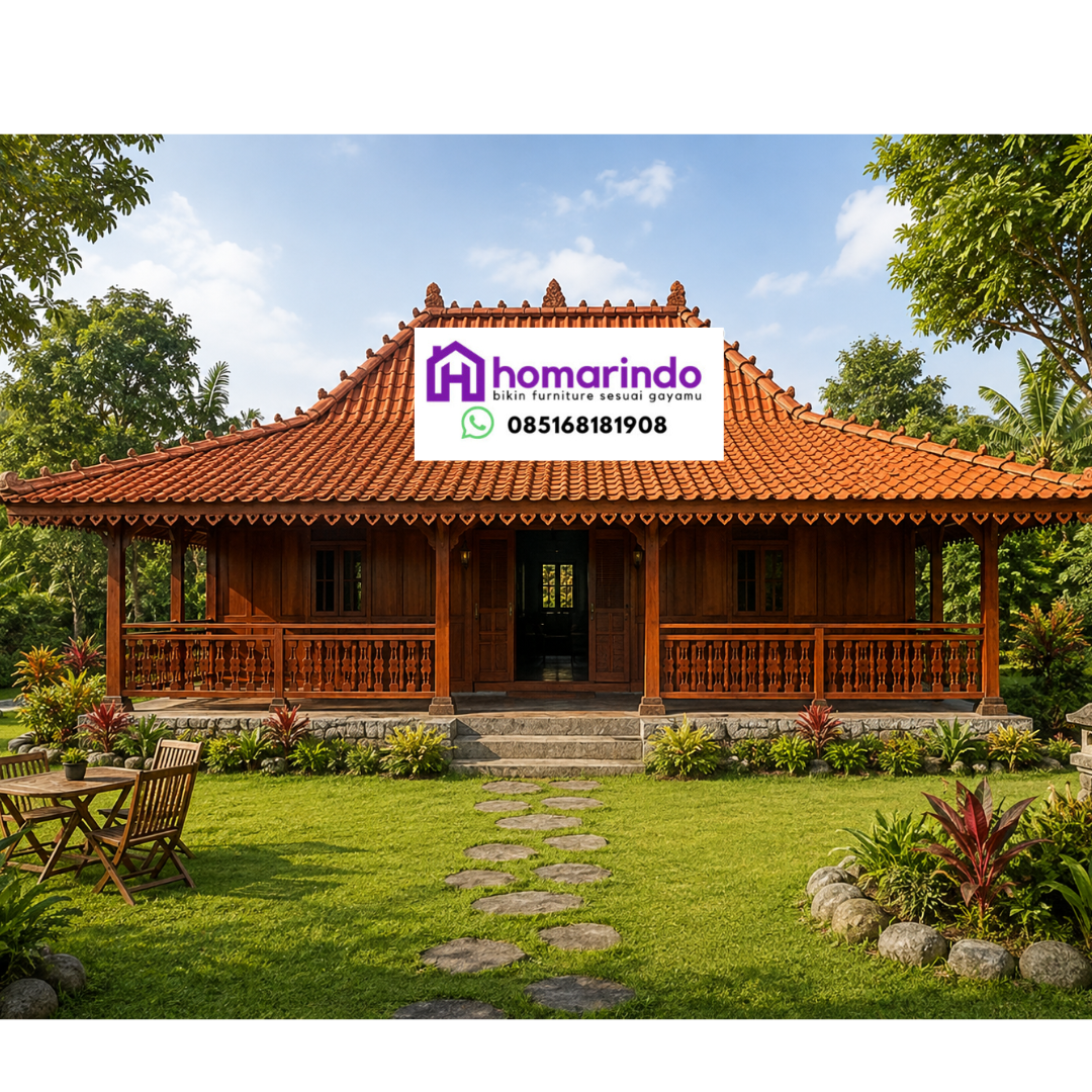 Rumah Kayu Jati Modern 6 × 7 M