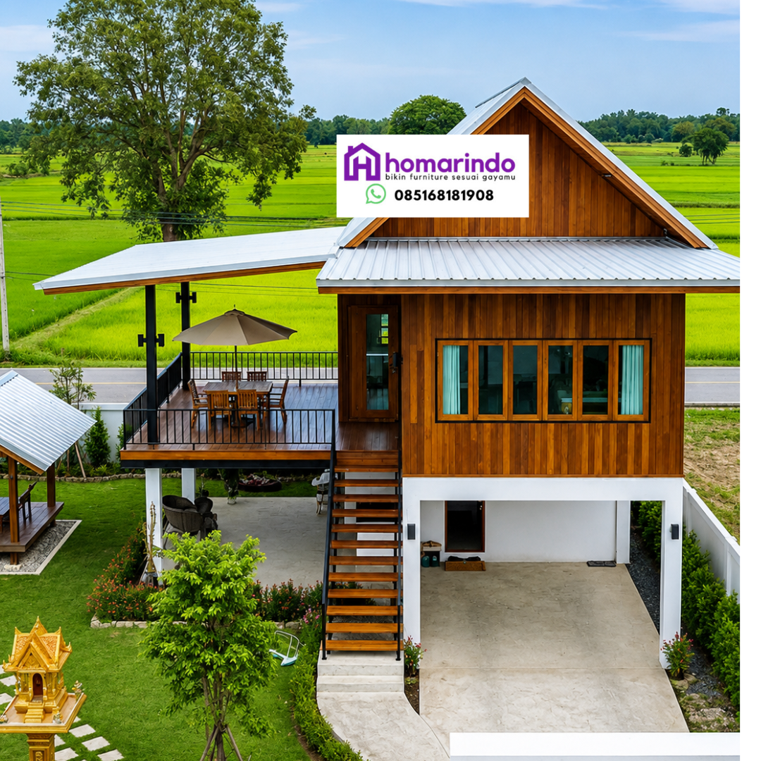 Rumah Panggung Kayu Jati Modern