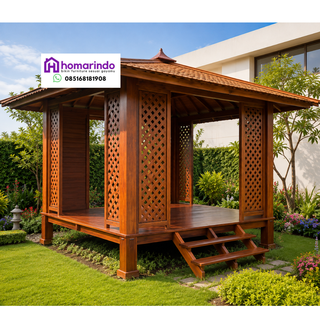 Gazebo Kayu Jati Minimalis
