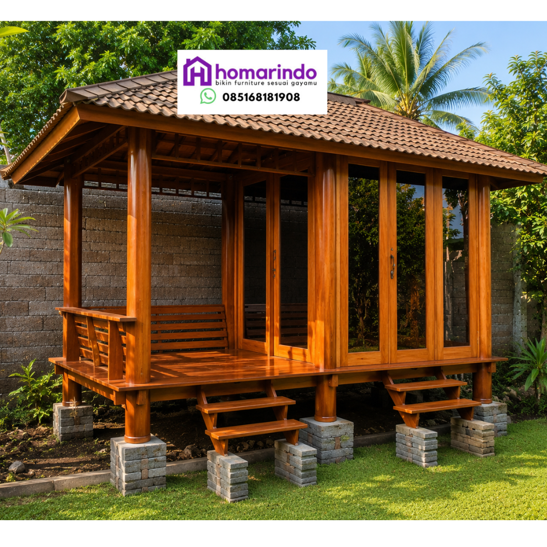 Gazebo Minimalis Kayu Jati