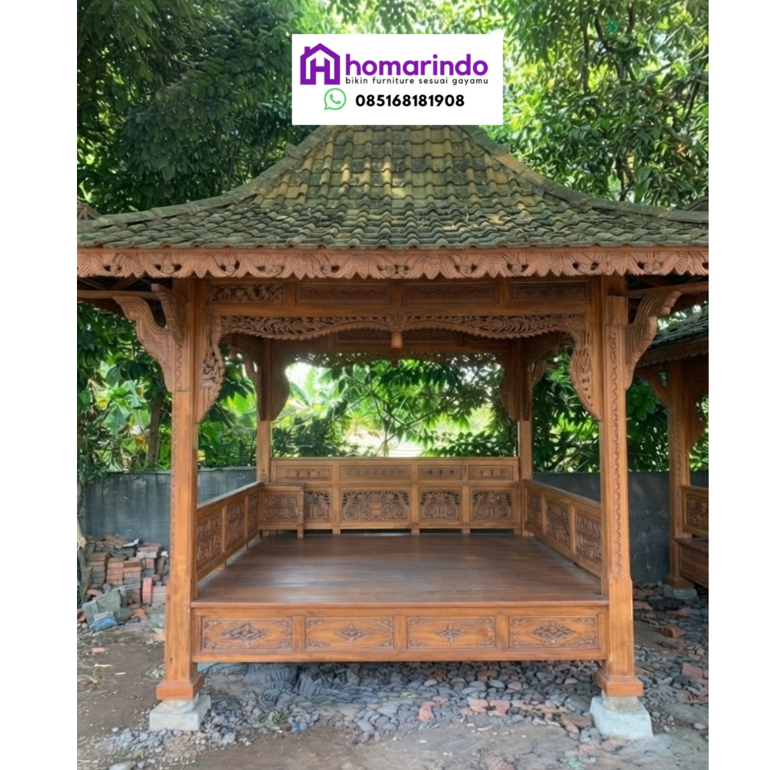 Gazebo Ukir Kayu Jati Mewah