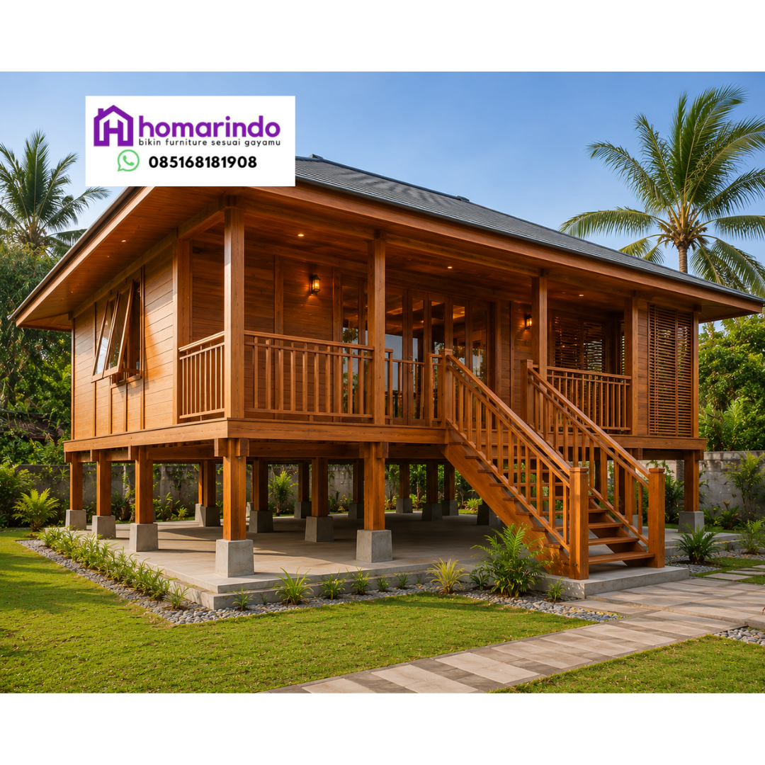 Rumah Panggung Kayu Jati Mewah