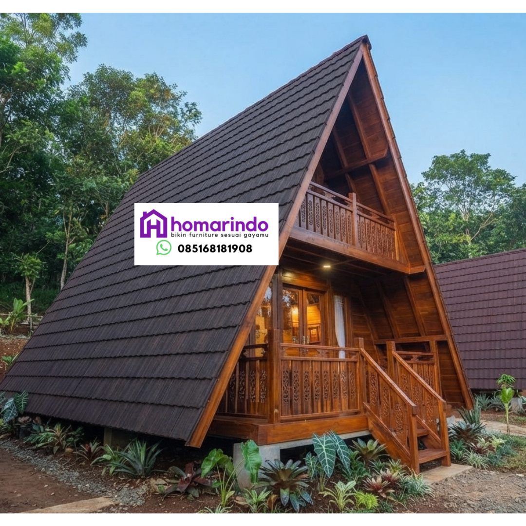 Rumah Kayu Jati Segitiga 2 Lantai Rumah Kayu Jati Segitiga 2 Lantai