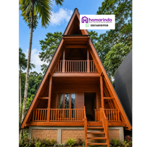 Rumah Segitiga Kayu Jati 2 Lantai