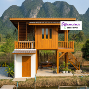 Rumah Kayu Jati Panggung Modern