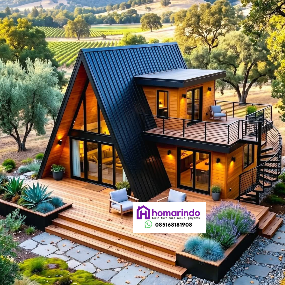 Rumah Kayu Jati Kombinasi Modern