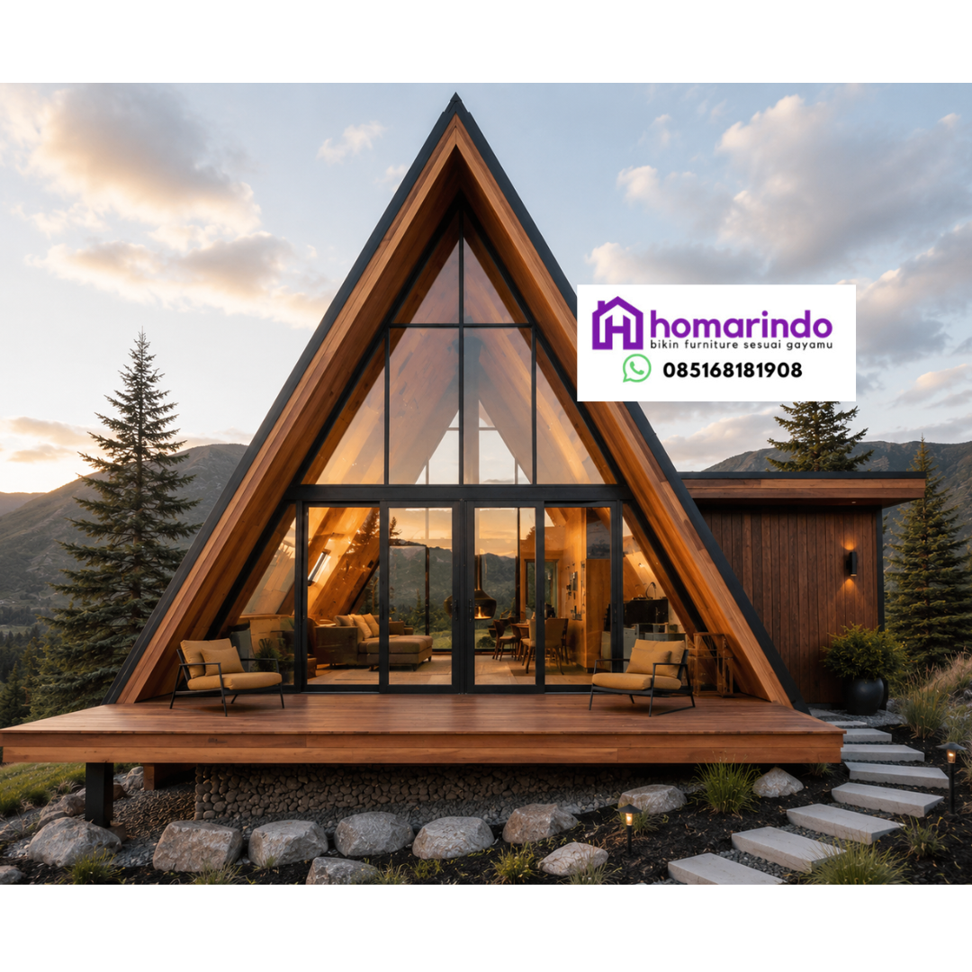 Rumah Segitiga Kayu Jati Mewah