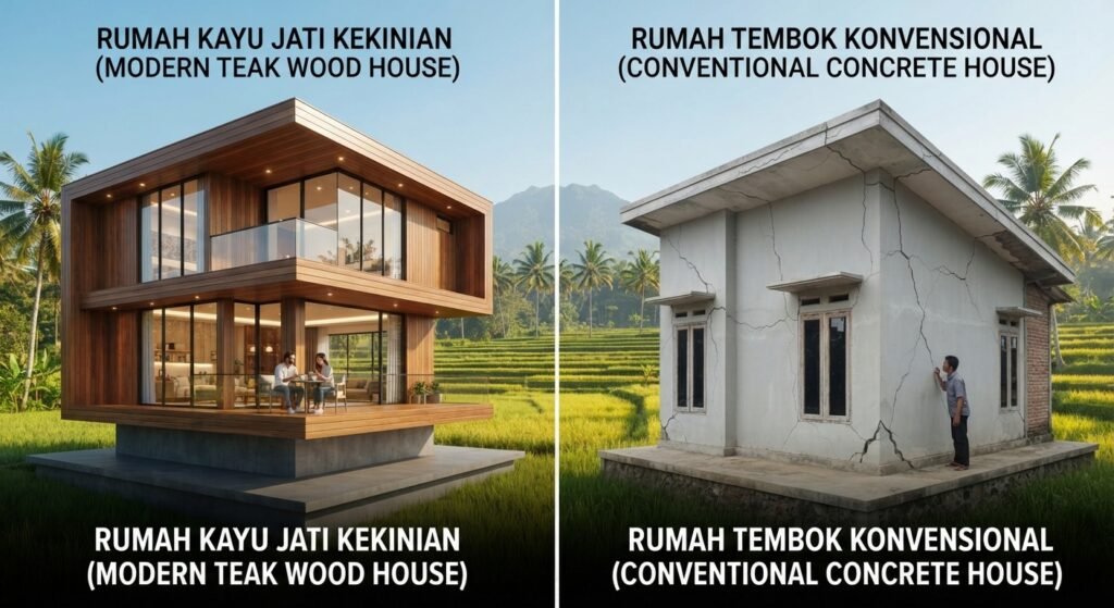 7 Kelebihan Rumah Kayu Jati Dibandingkan Rumah Konvensional Modern