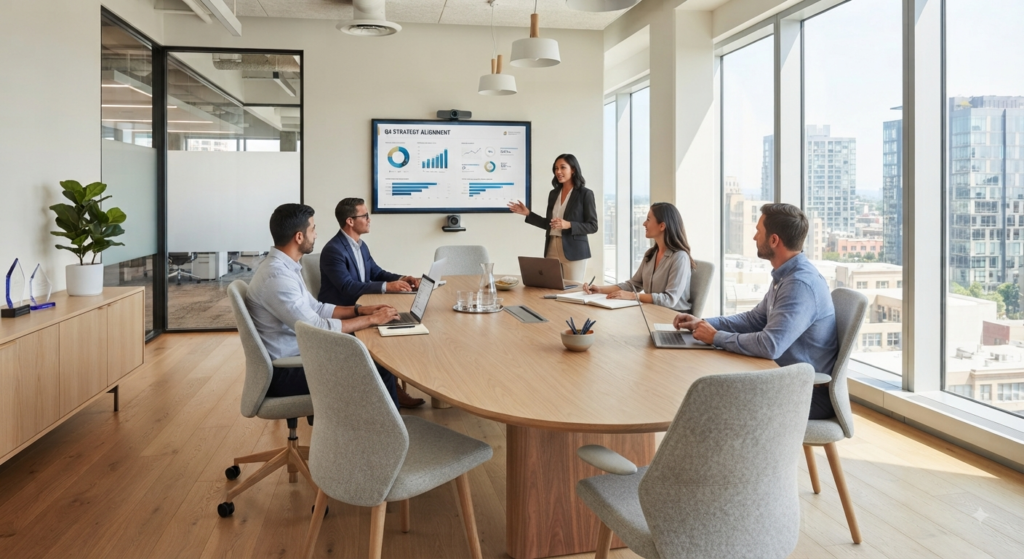 7 Tren Desain Meja Kantor Rapat Minimalis untuk Suasana Diskusi yang Lebih Inspiratif 3 7 Tren Desain Meja Kantor Rapat