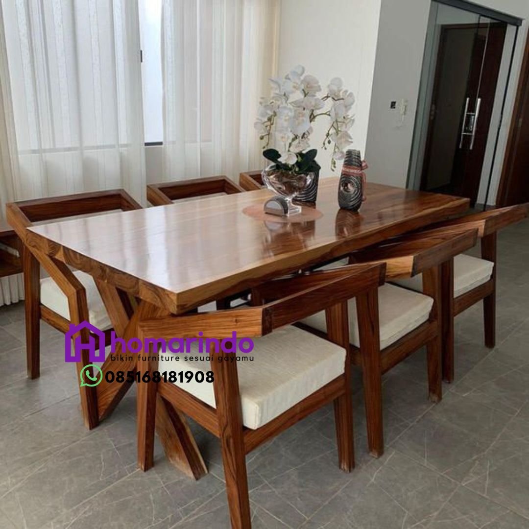 Set Meja Makan Mewah Kayu Jati TPK