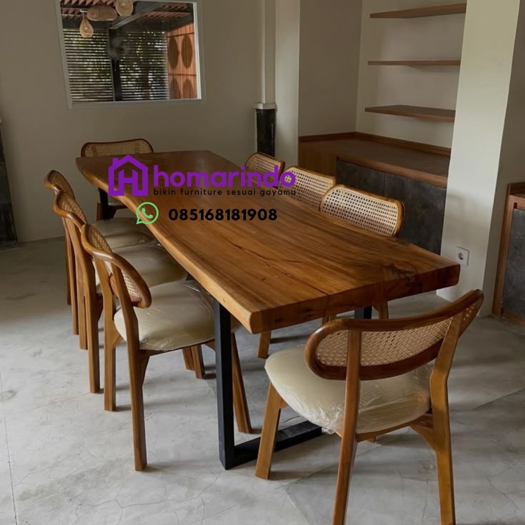 Set Meja Makan Elegan Kayu Jati Perhutani Solid