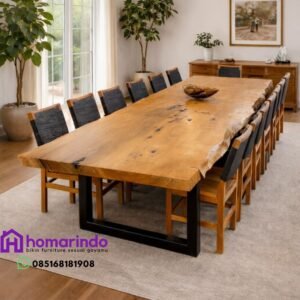 Set Meja Panjang & Kursi bahan Kayu Jati Karya Jepara