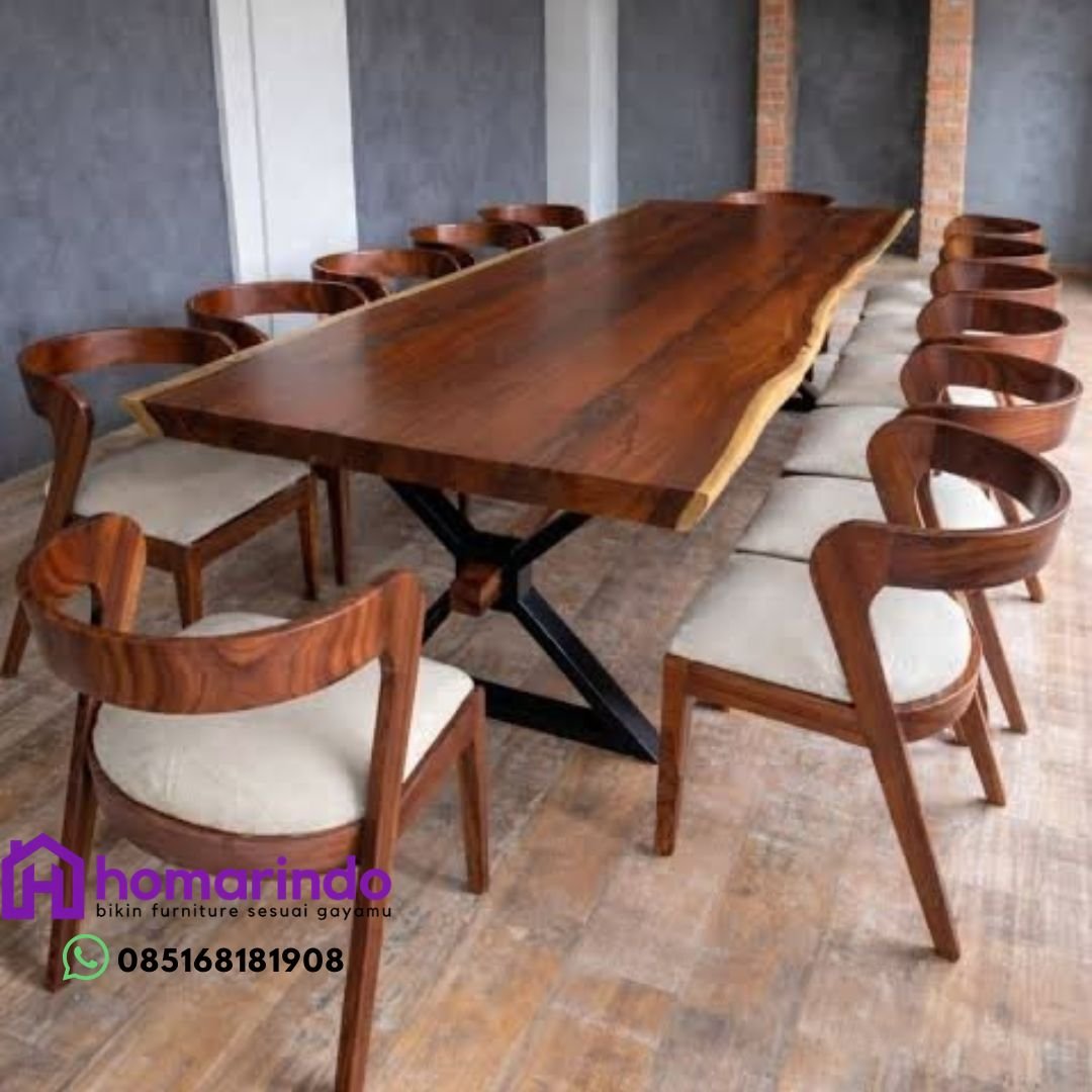Set Meja Panjang bahan Kayu Jati Perhutani TPK