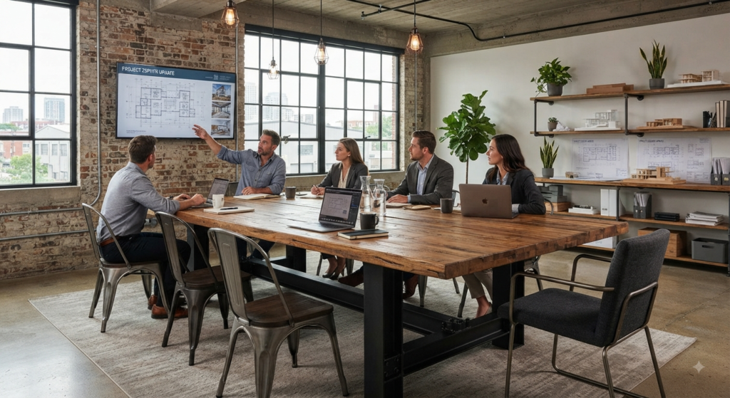 7 Tren Desain Meja Kantor Rapat Minimalis untuk Suasana Diskusi yang Lebih Inspiratif 2 7 Tren Desain Meja Kantor Rapat