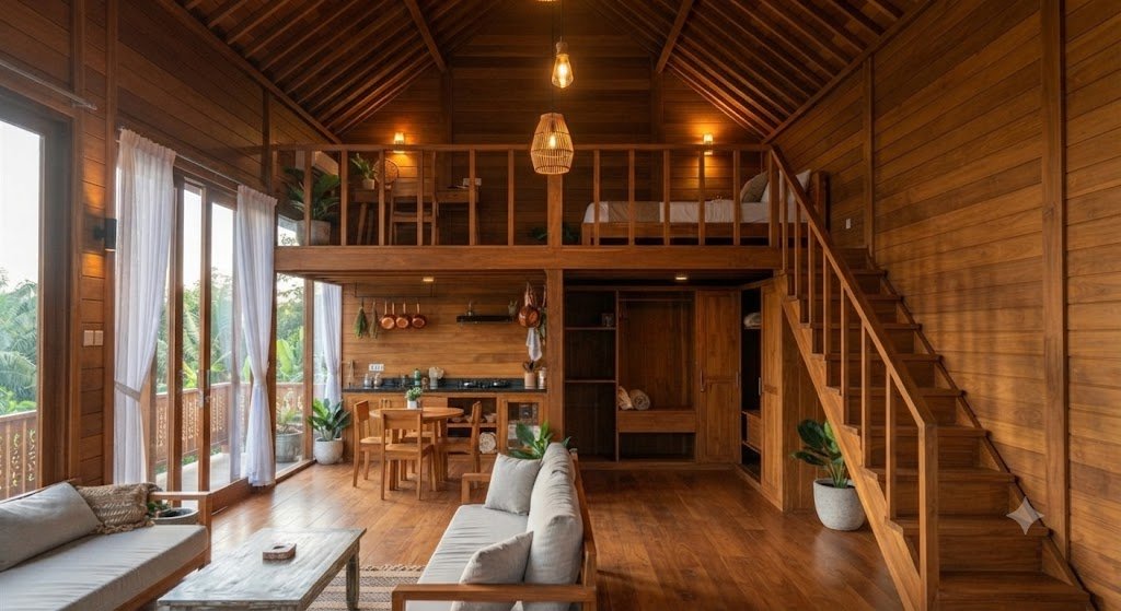 10 Inspirasi Desain Rumah Kayu Jati Minimalis untuk Lahan Terbatas 4 10 Inspirasi Desain