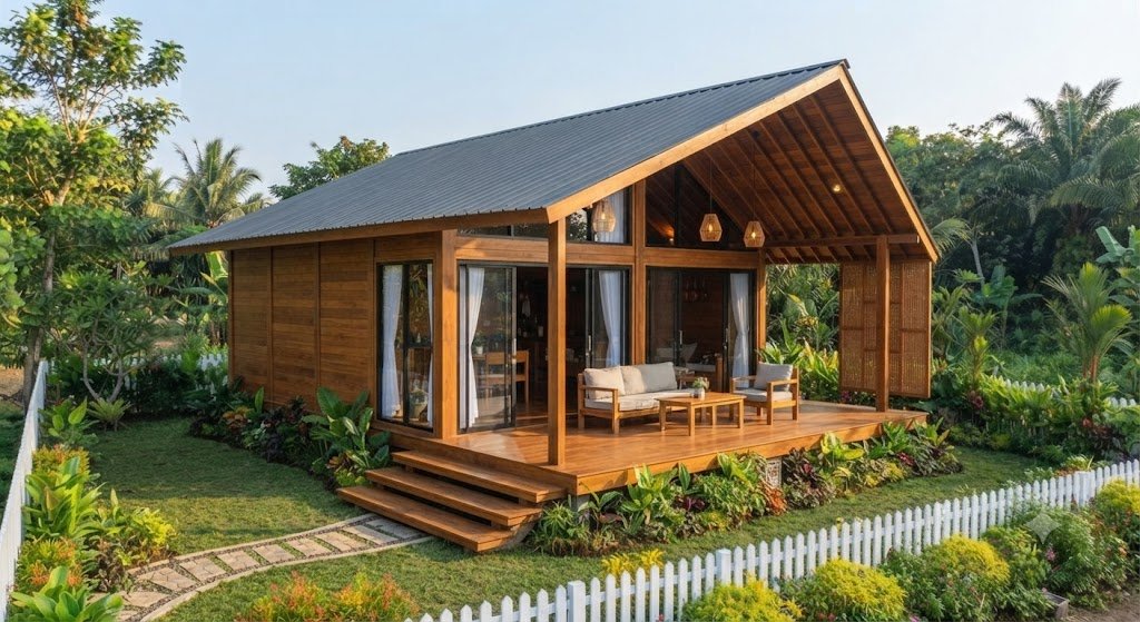 10 Inspirasi Desain Rumah Kayu Jati Minimalis untuk Lahan Terbatas 7 10 Inspirasi Desain