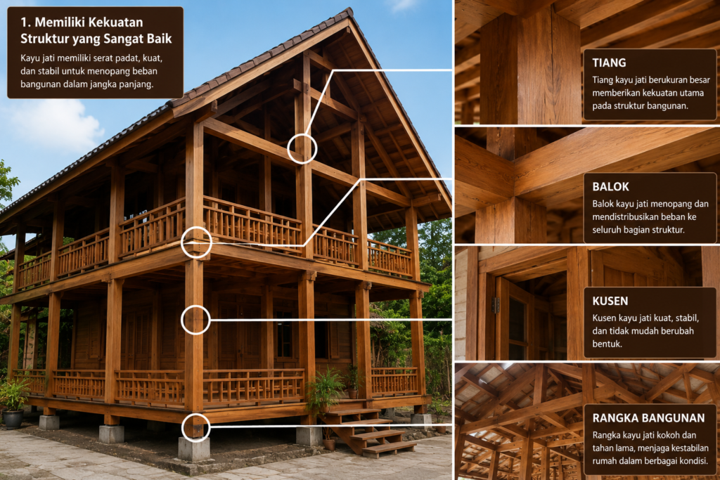 8 Keunggulan Rumah Kayu Jati yang Membuatnya Selalu Diminati 1 8 Keunggulan Rumah Kayu Jati yang Membuatnya Selalu Diminati