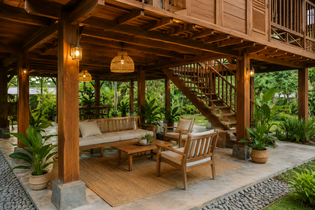 5 Ide Memanfaatkan Area Bawah Rumah Kayu Jati agar Tidak Terbuang