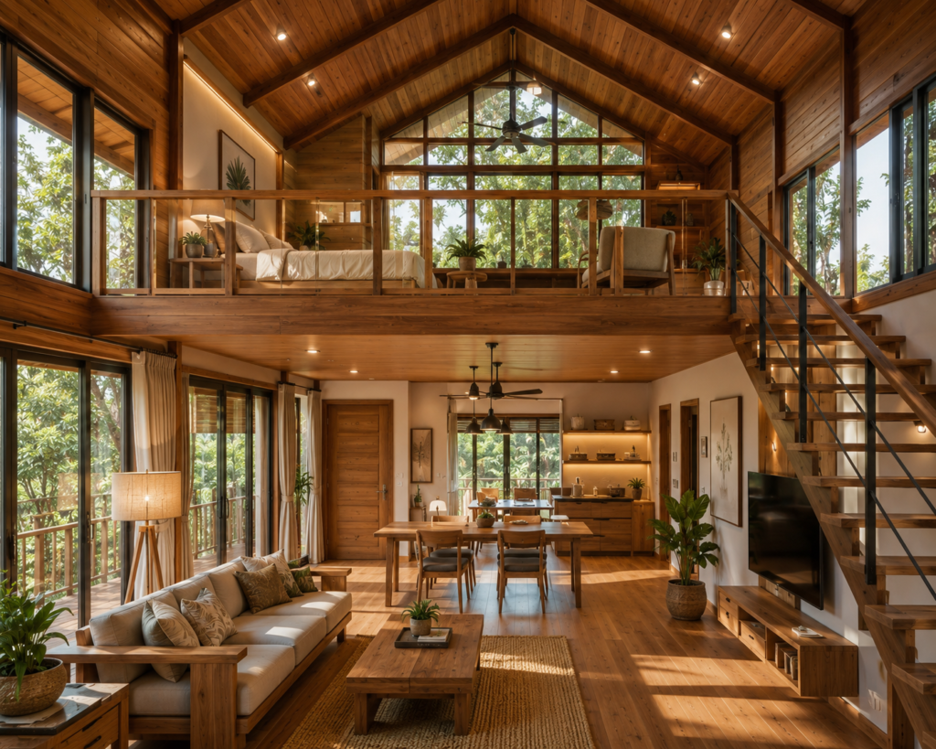 6 Ide Rumah Kayu Jati dengan Mezzanine untuk Memaksimalkan Ruang