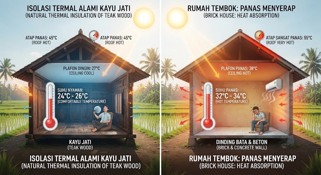 7 Kelebihan Rumah Kayu Jati Dibandingkan Rumah Konvensional Modern