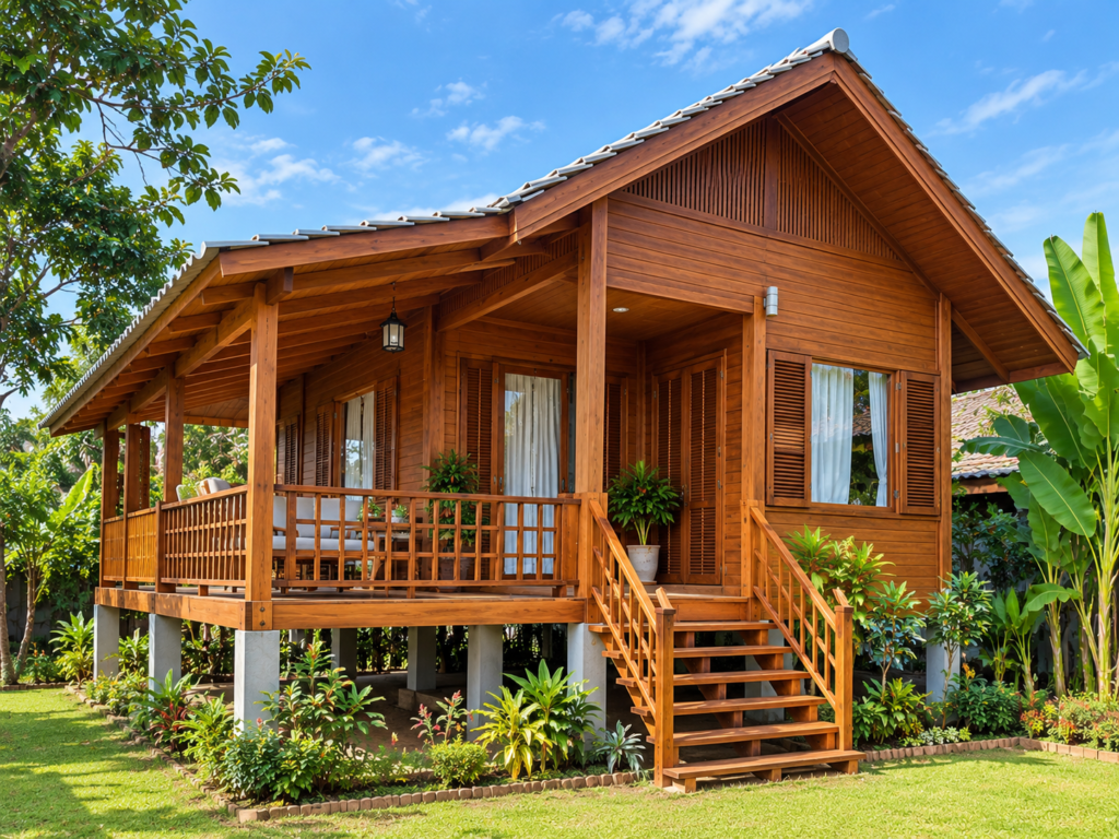 7 Elemen Fasad Rumah Kayu Jati yang Cocok Dipadukan dengan Gebyok Ukir